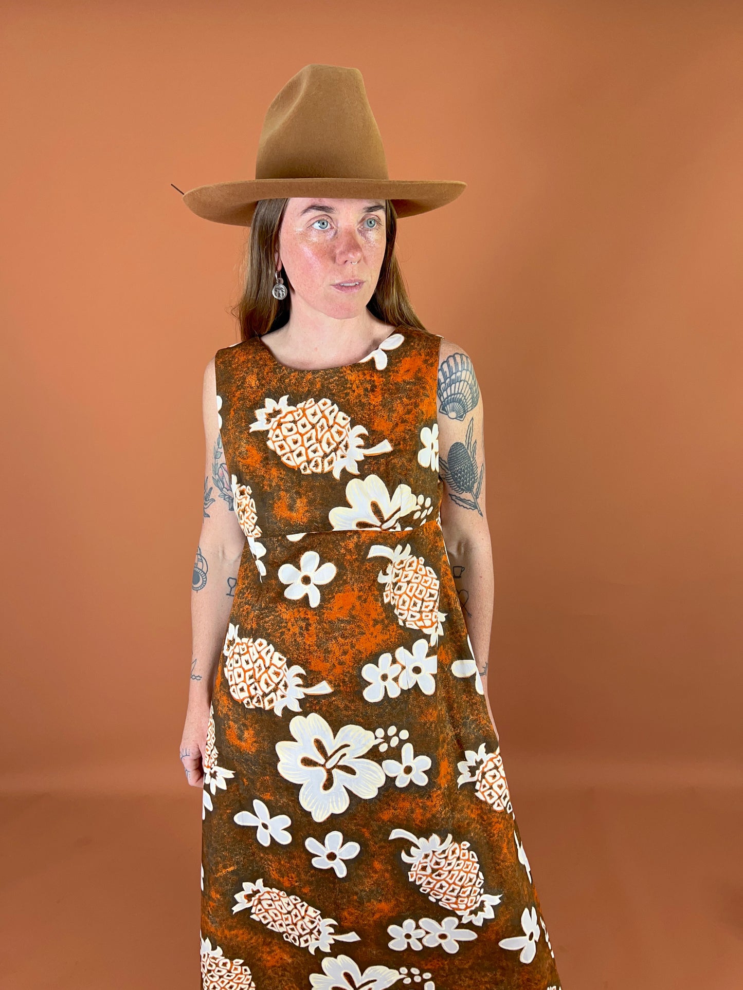 VINTAGE 60's Hawaiian Cotton Maxi Dress 10-12