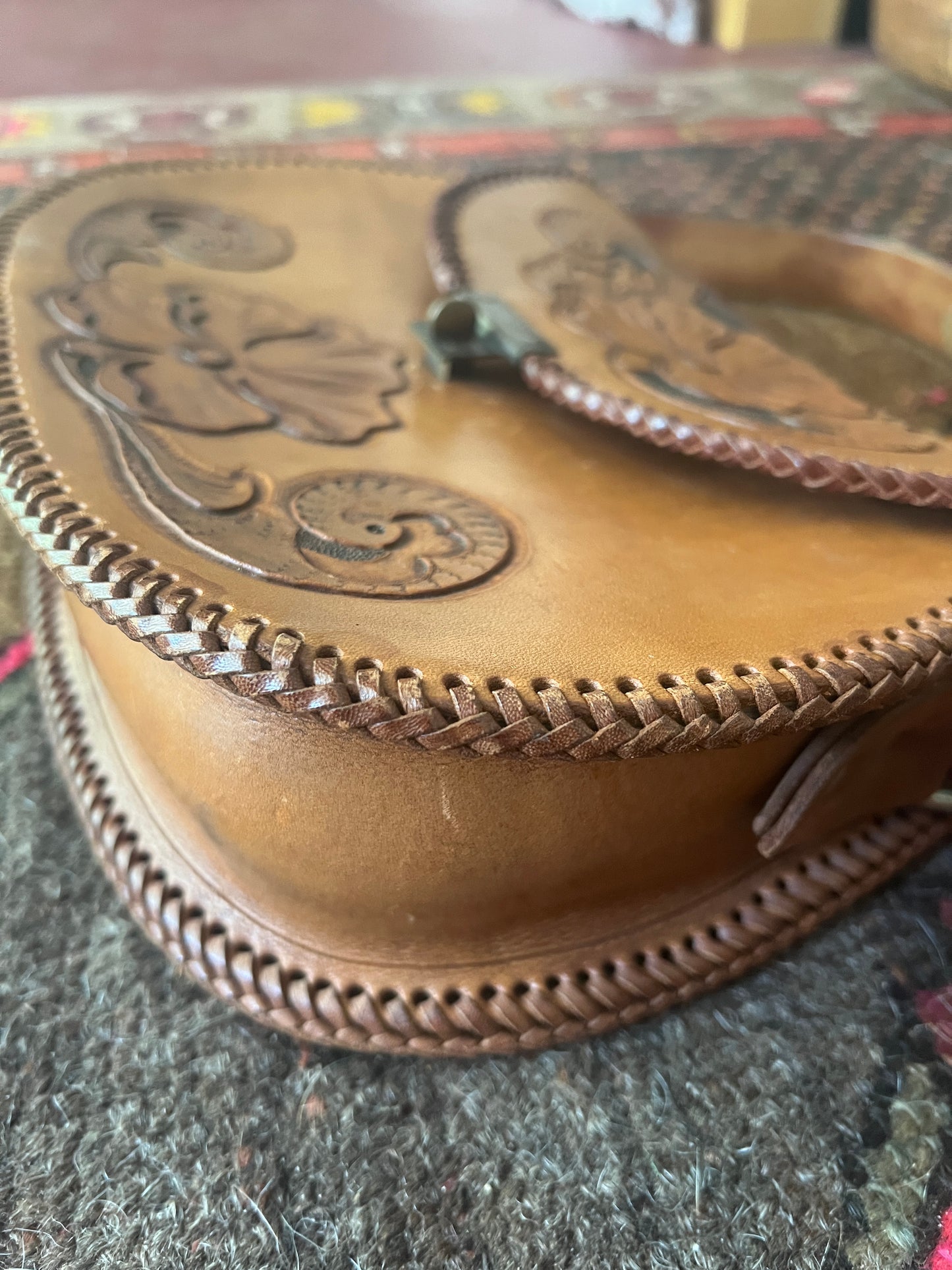 VINTAGE 60's Leather Tooled Bag