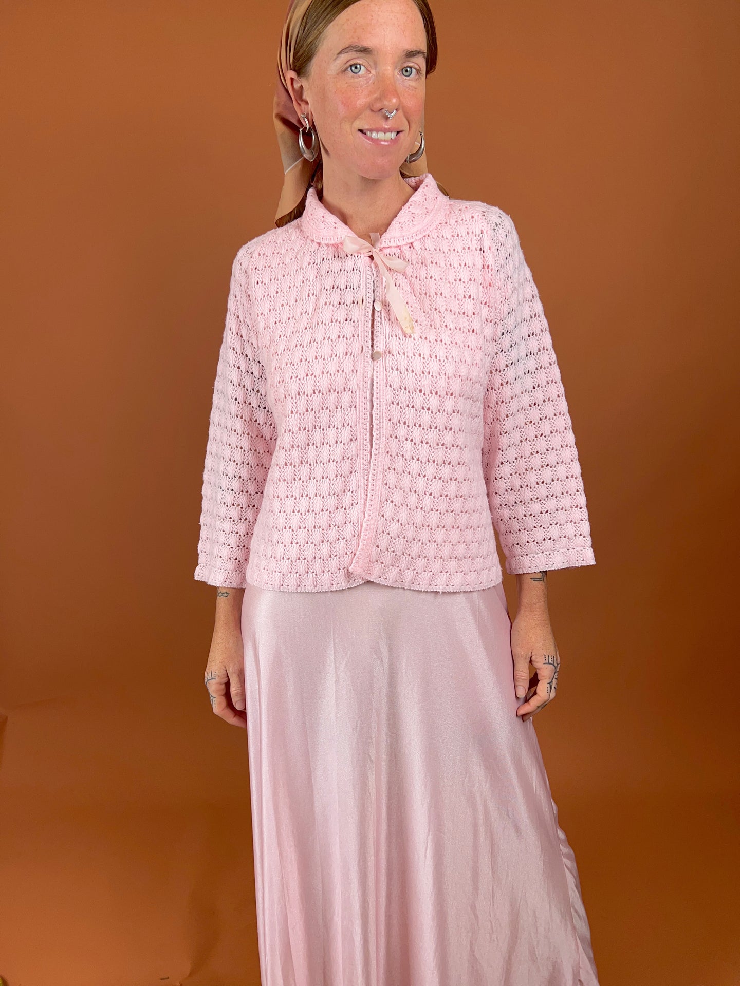 VTG 40's/50's Crochet Bed Jacket Free Size