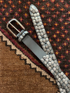 VTG 70's Grey Leather Studded Belt 14-16