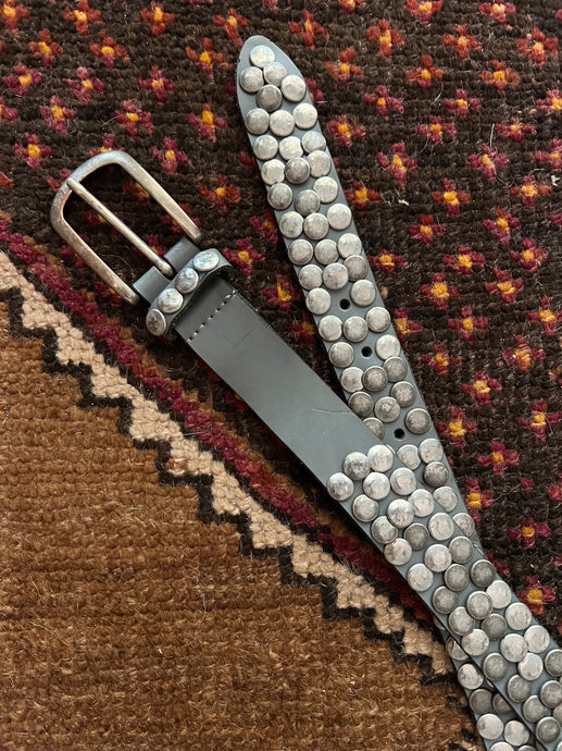 VTG 70's Grey Leather Studded Belt 14-16