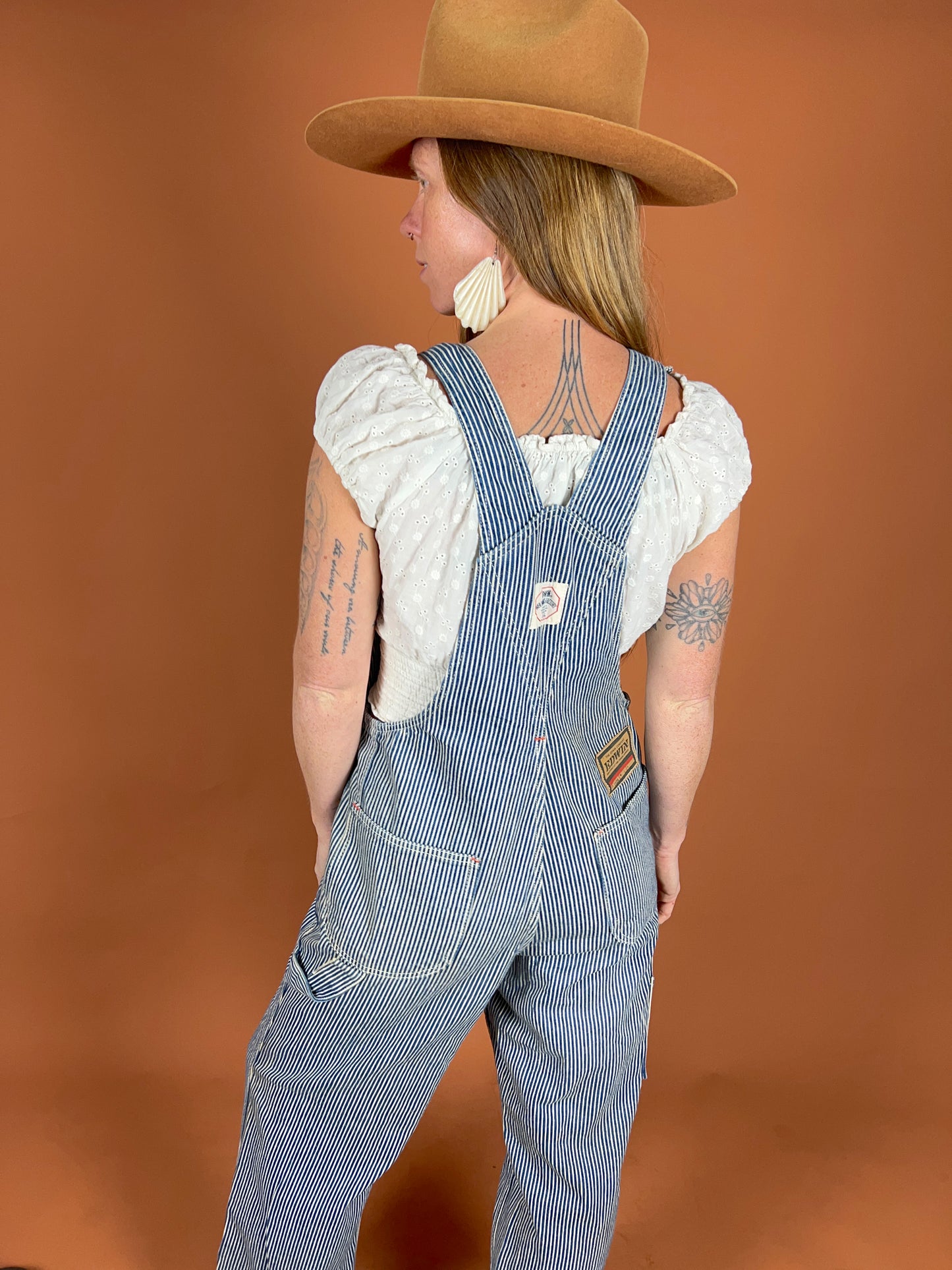 VINTAGE 80's Hickory Stripe Overalls 8-10