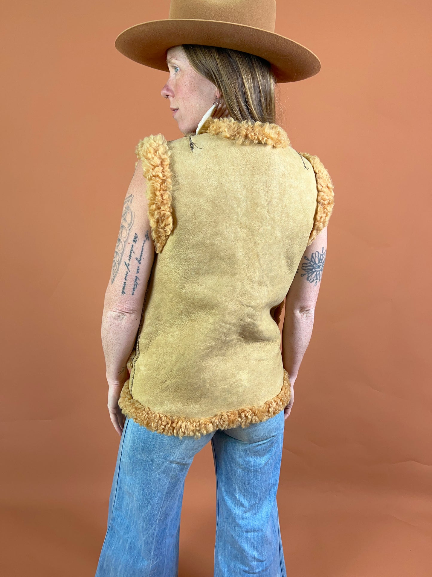 VINTAGE 70's Reversible Shearling Vest 10-12