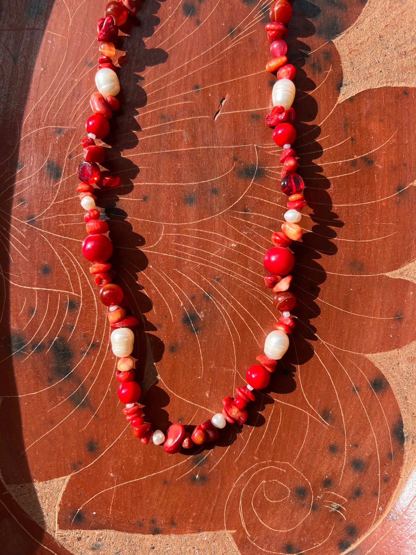 Moon Rae Necklace Red Coral Pearl Necklace