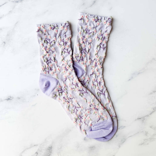 TIEPOLOGY Spring Blossoms Casual Socks: Lilac