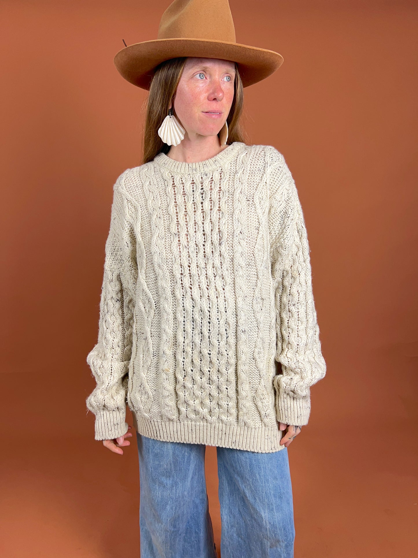VINTAGE 70's Irish Fishermans Knit Jumper 16