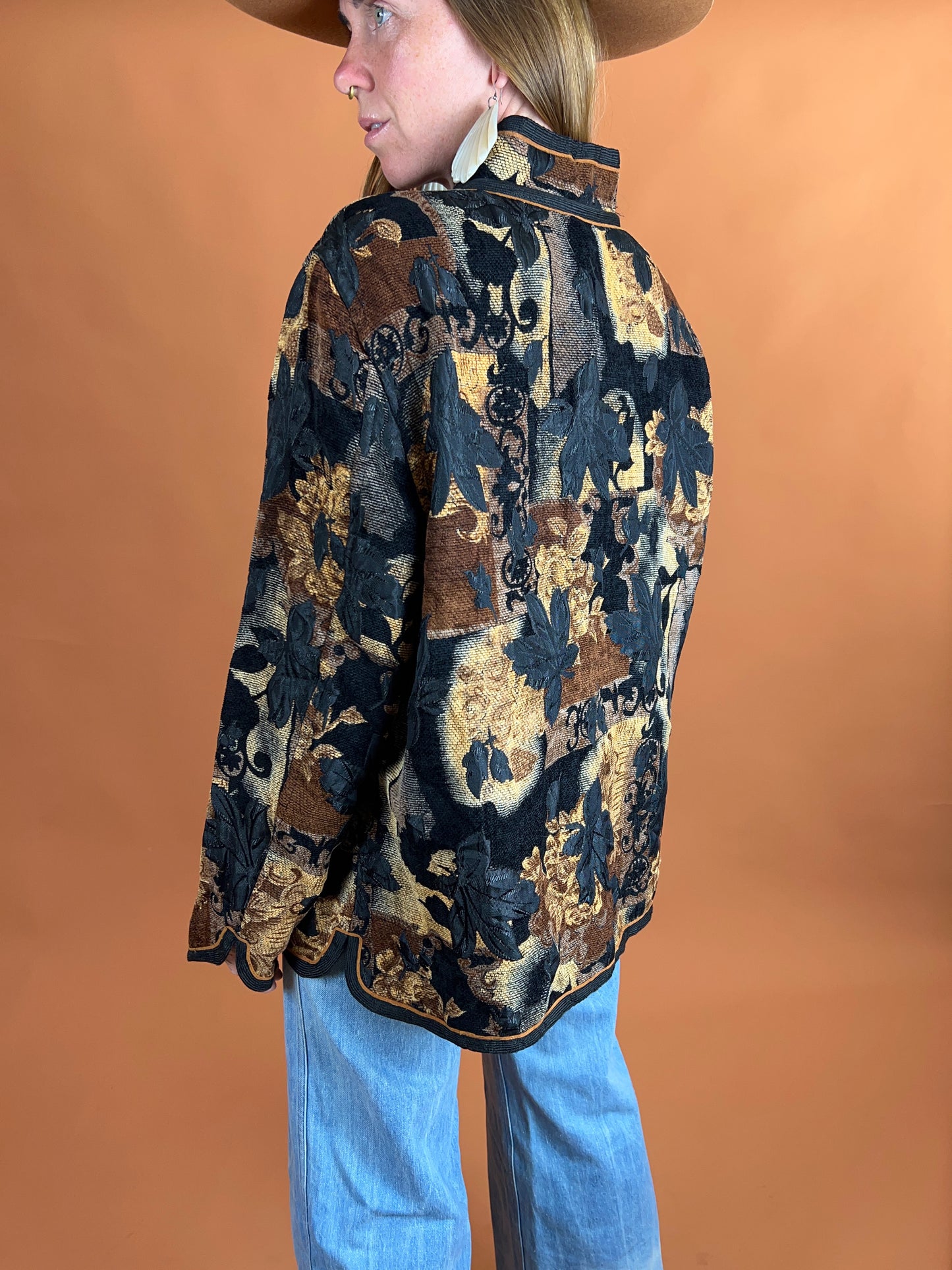 VINTAGE 80's Brocade Reversible Jacket 14-16