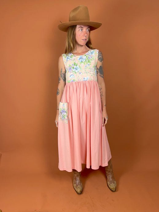 VTG 70's/80's Cotton Floral Midi Dress 12