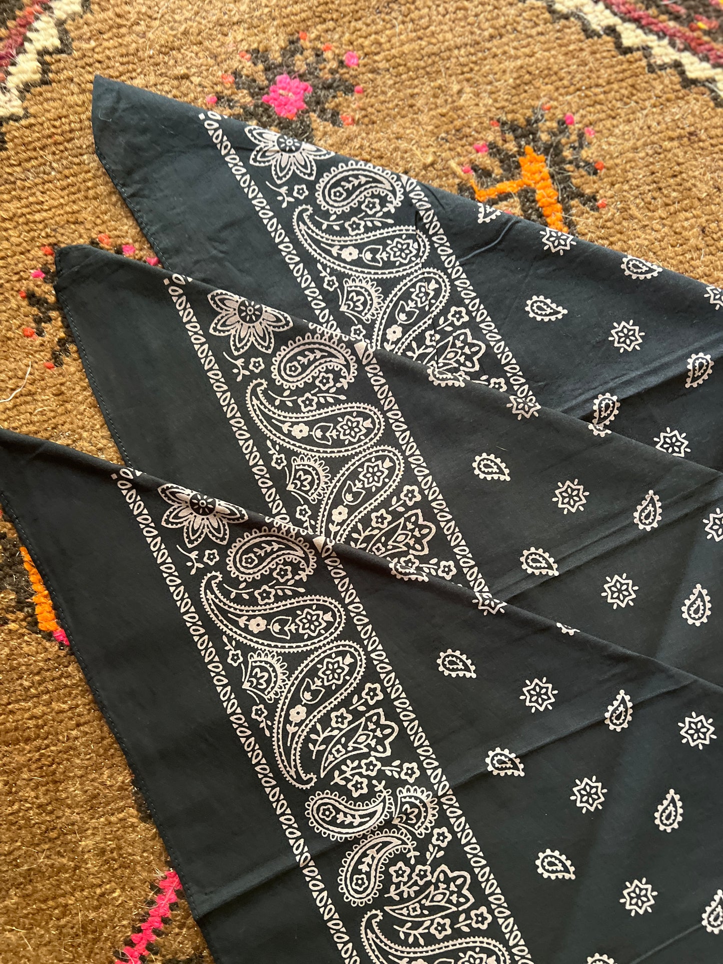 BOOTS ARE MY ROOTS Black Hand Dyed Bandanas