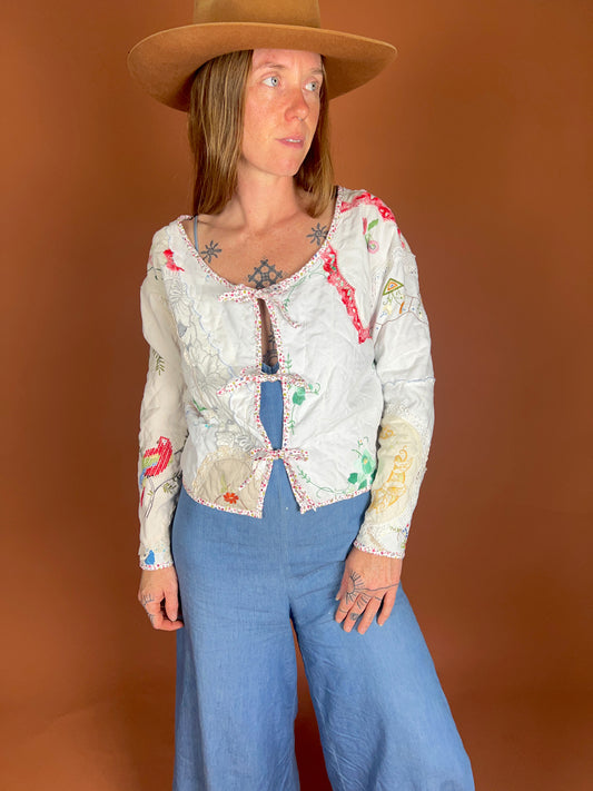 Up-Cycled Tea Towel & Tablecloth Jacket 8-12