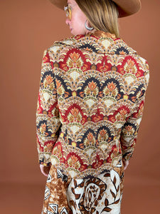 VTG 70's/80's Floral Brocade Structured Jacket 10