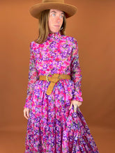 Load image into Gallery viewer, VTG 60&#39;s Handmade Prairie Floral Maxi Dress 8-10