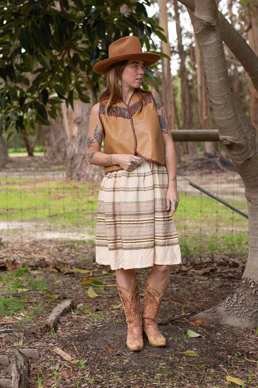 VTG 60's Woven Cotton Wool Blend Skirt 6