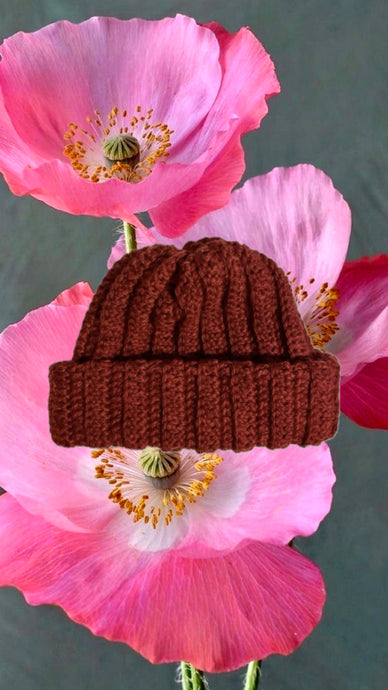 COFFEE MONEY Deep Red Wool Blend Crochet Beanie