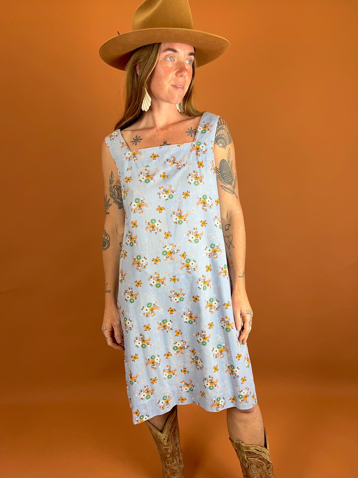 VINTAGE 70's Floral Midi Dress 14-16