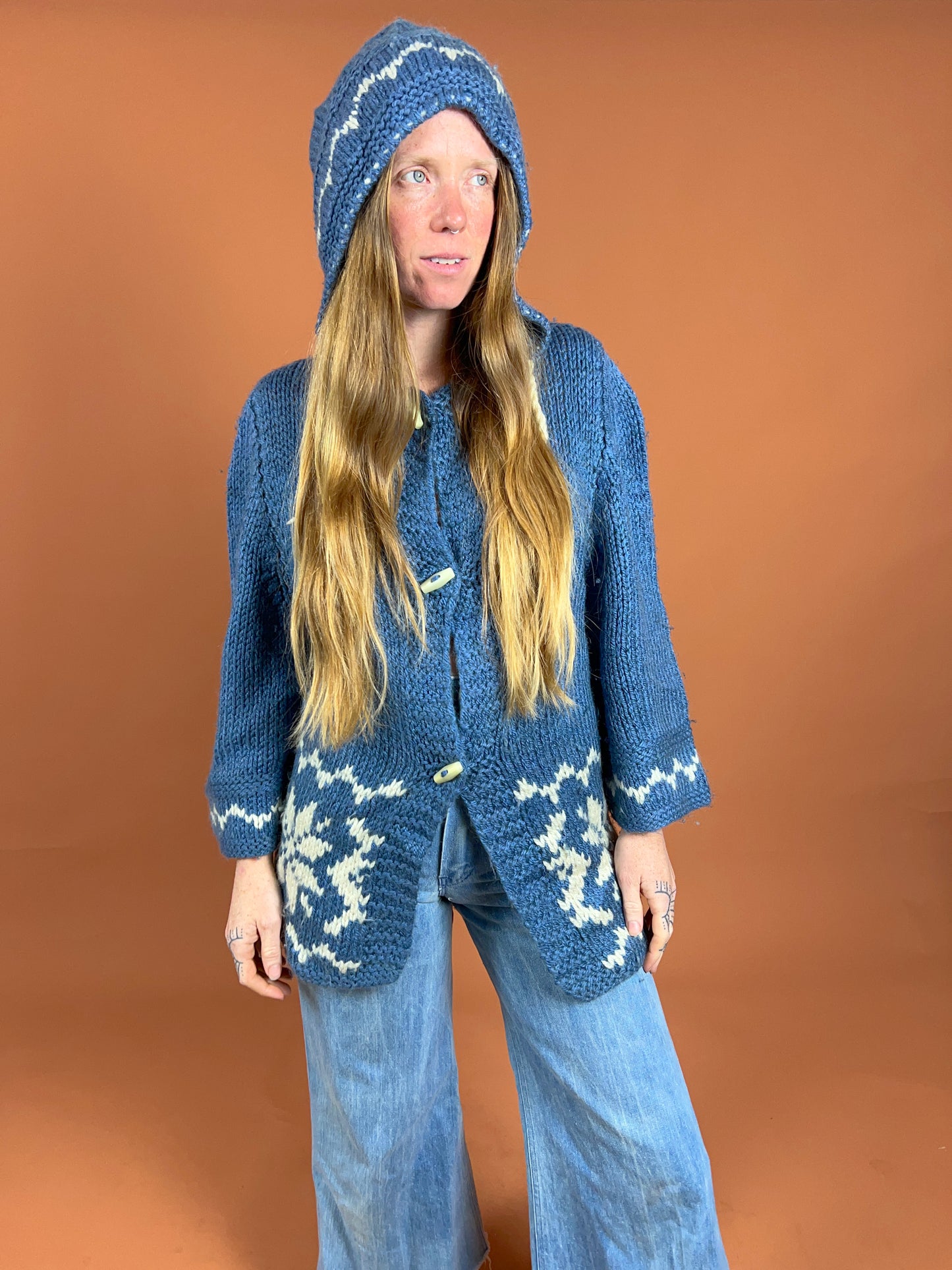 VINTAGE 60's Knit Hooded Cardigan 10-12