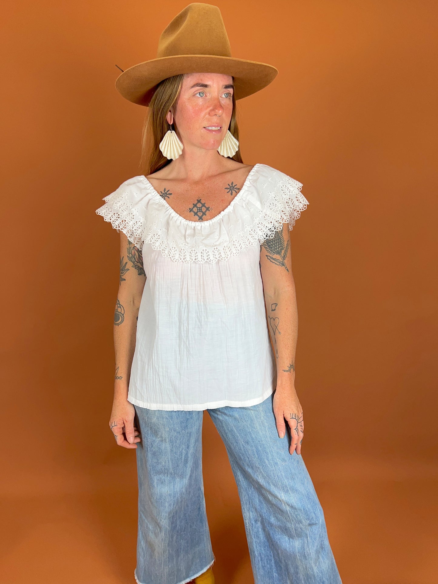 VINTAGE 60's Anglaise Blouse 12-14
