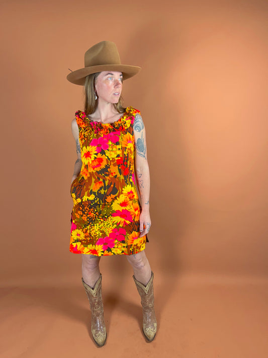 VINTAGE 60's Floral Mini Dress 10