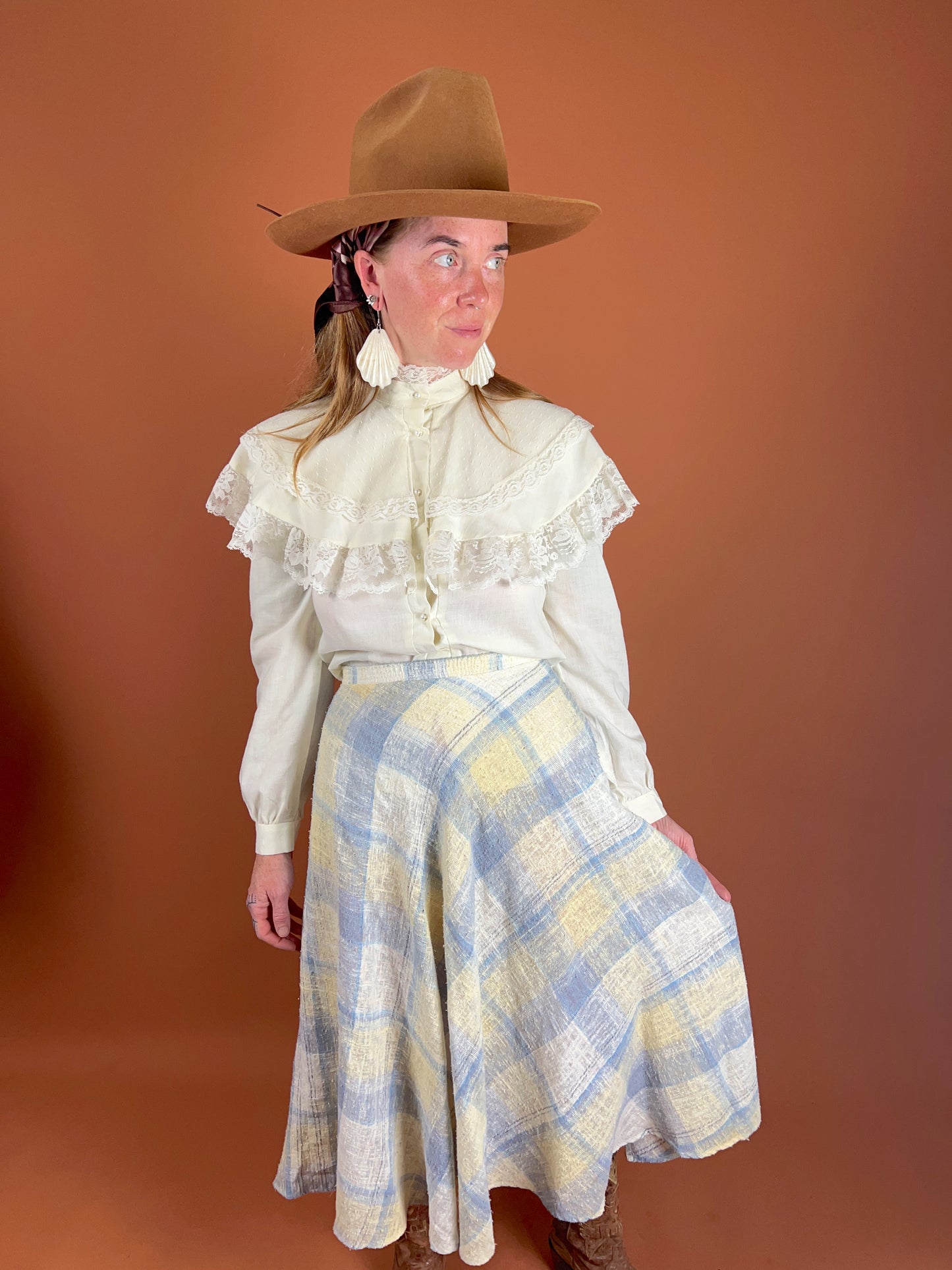 VINTAGE 70's Plaid Bias Skirt 12