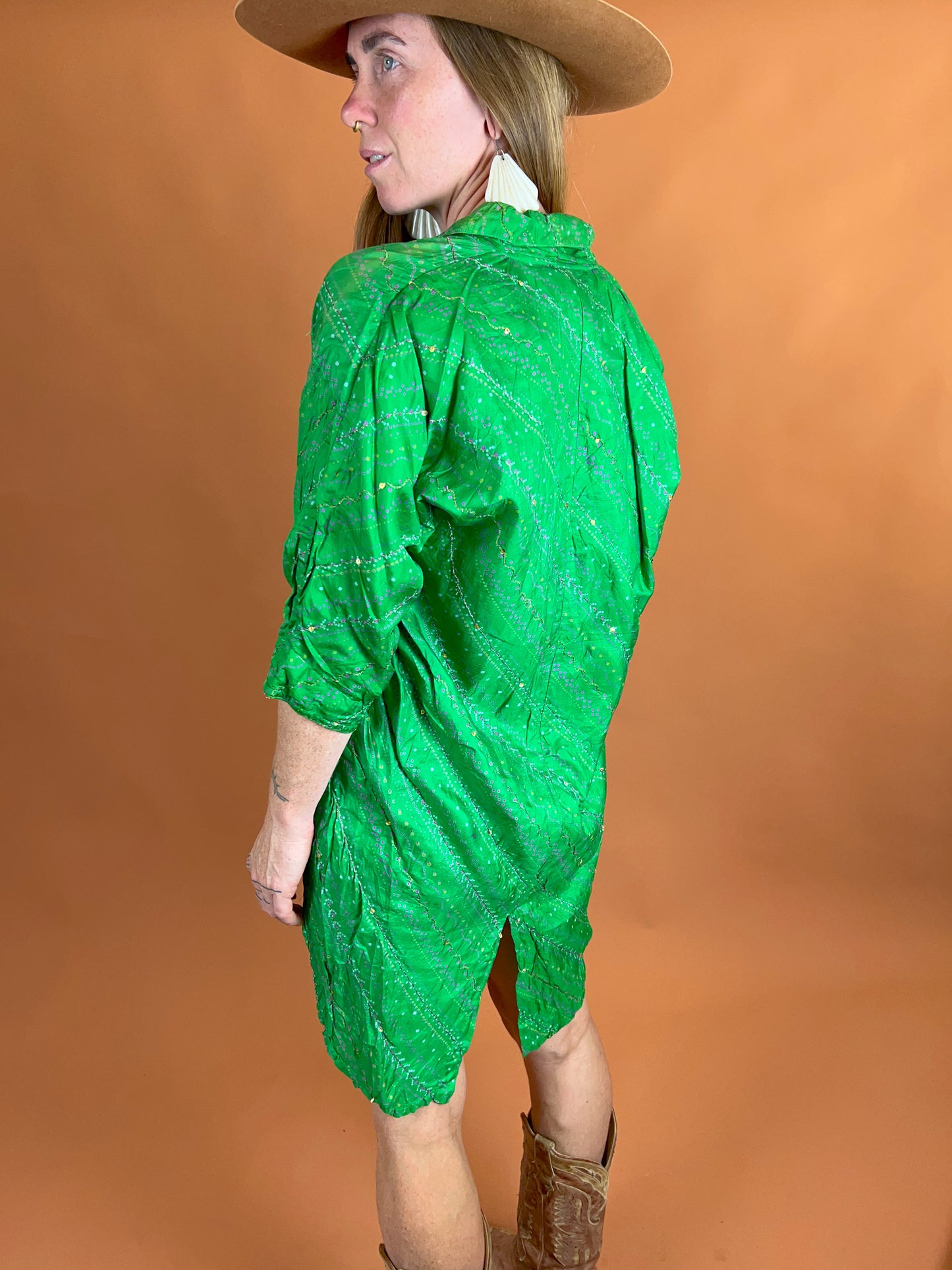 VINTAGE 60’s Silk Embroidered Tunic Dress 12