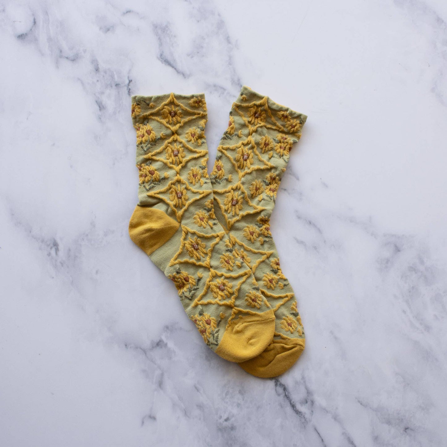 TIEPOLOGY Floral Casual Socks Olive/Mustard