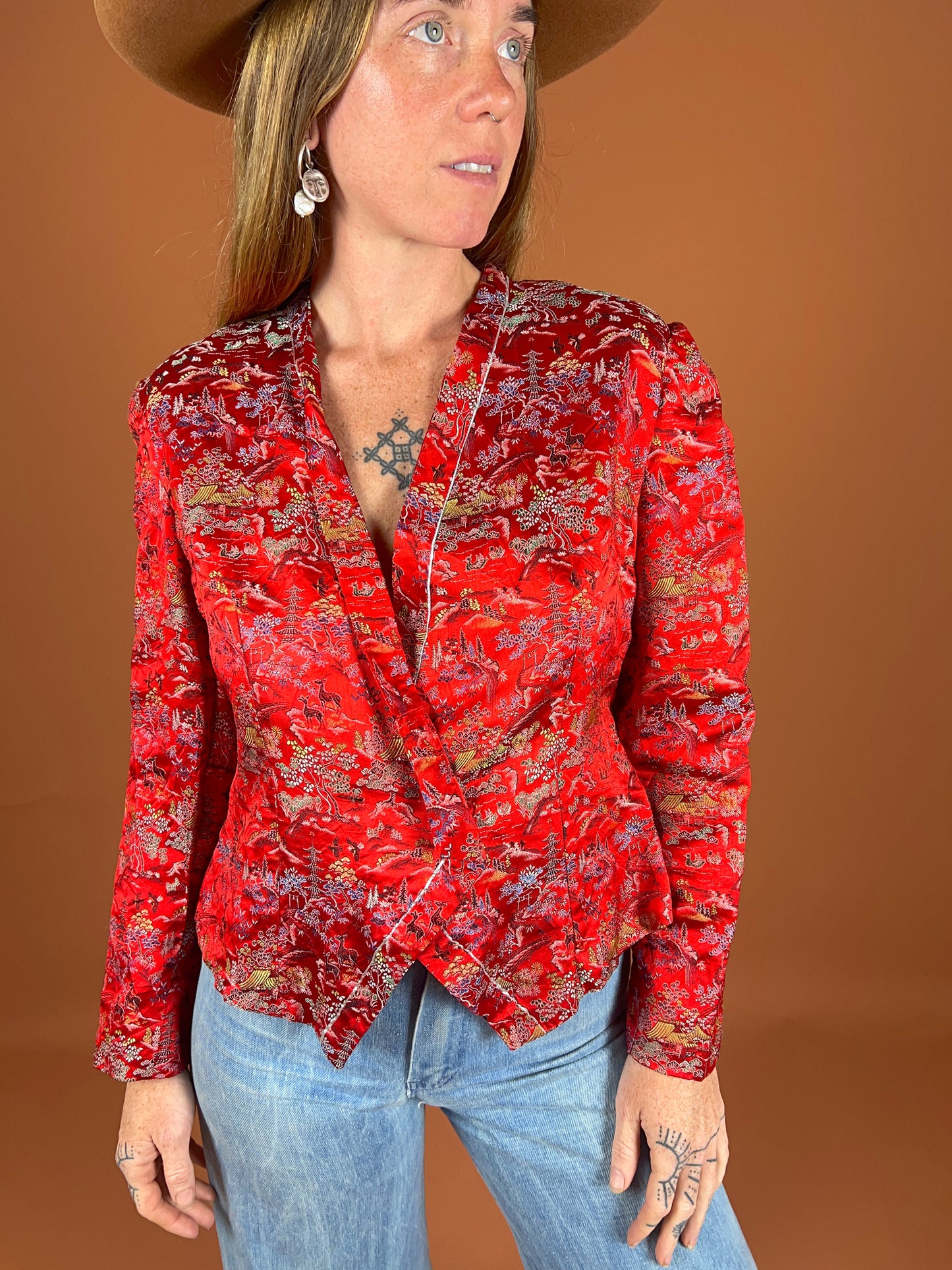 VINTAGE 70s Silk Jacket 12