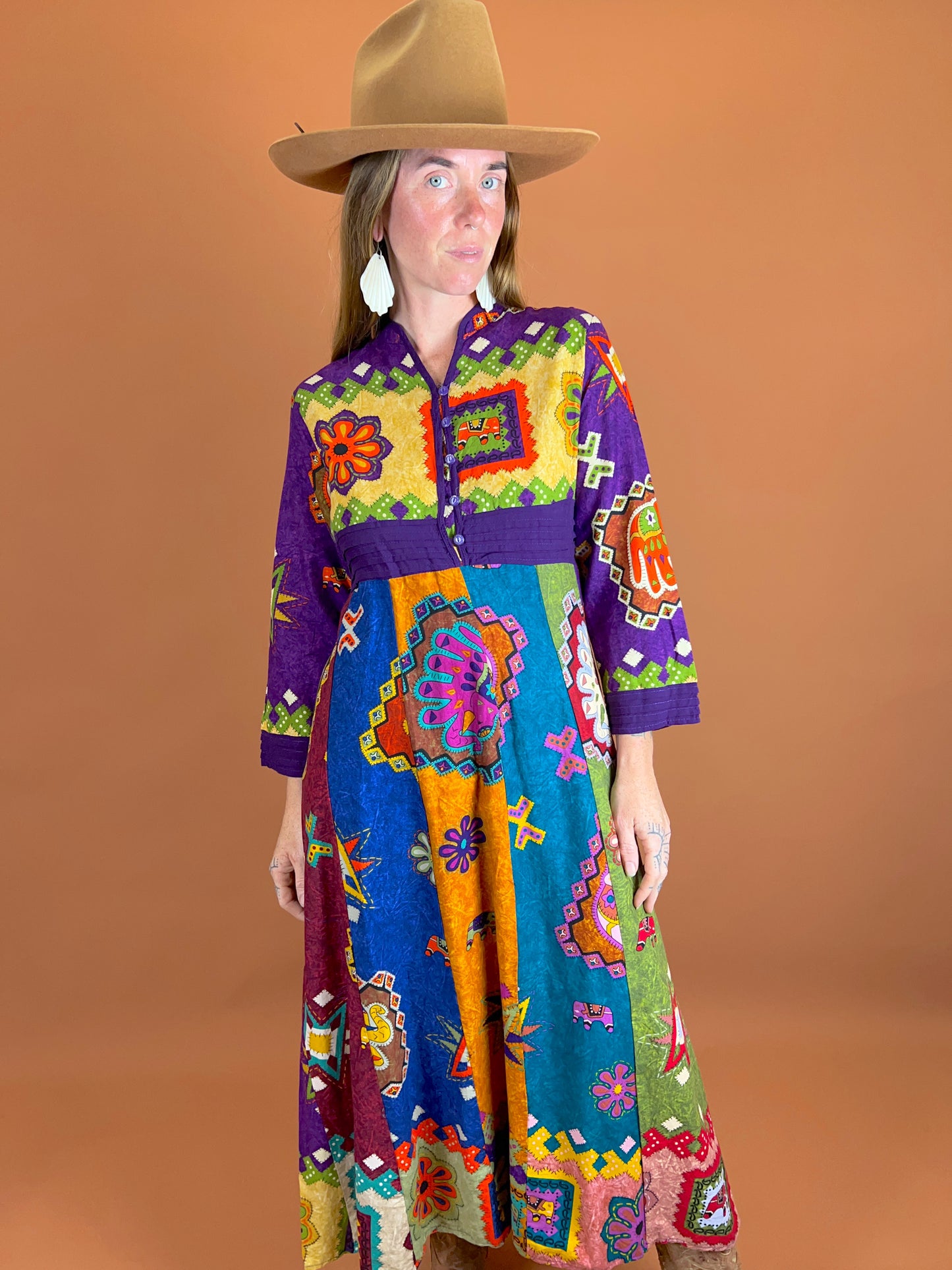 VINTAGE 80's Printed Maxi Dress 10