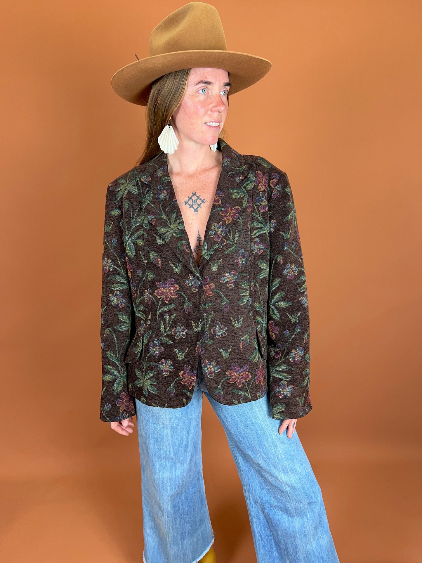 VINTAGE 80's Brocade Floral Jacket 16