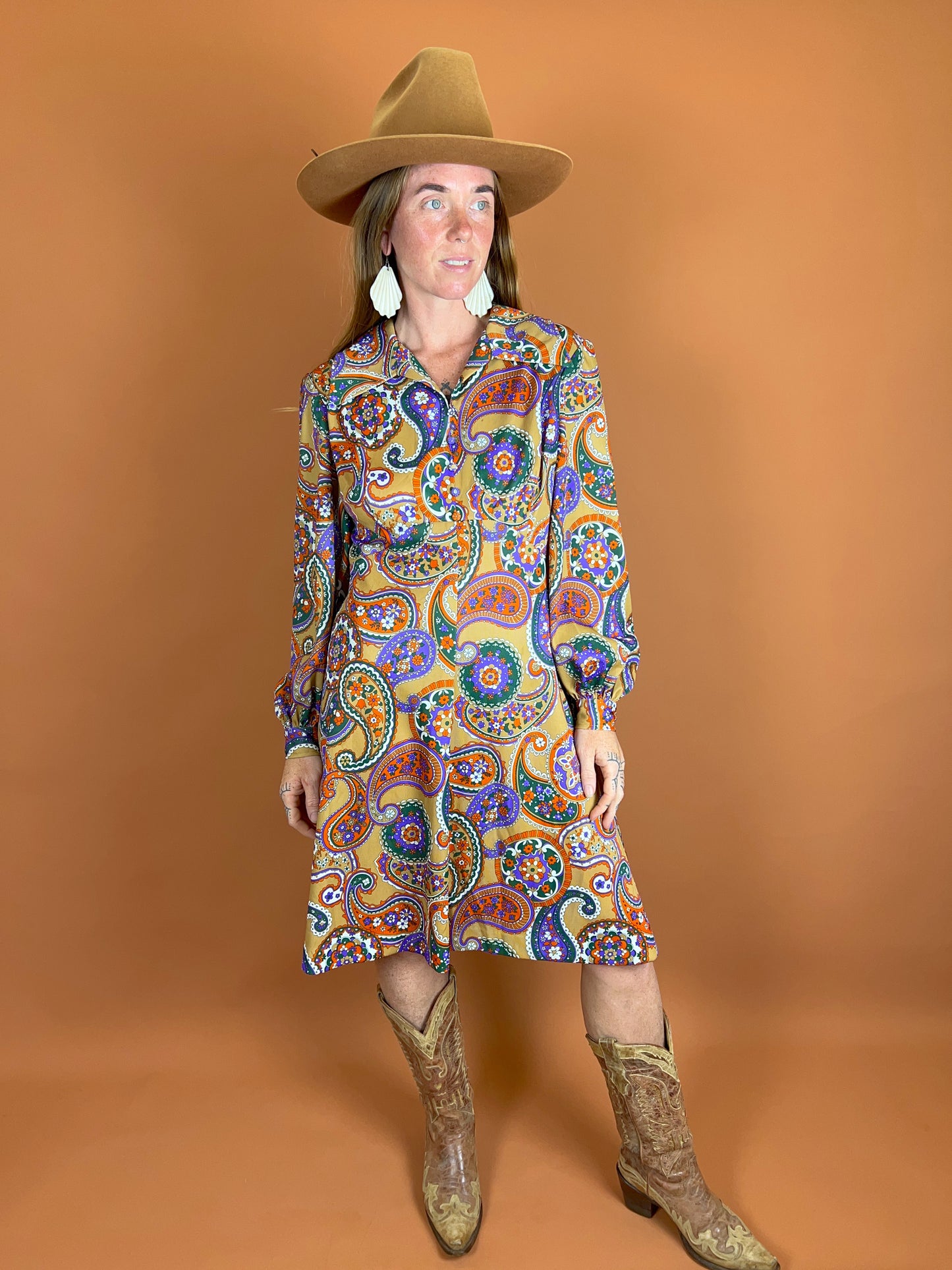 VINTAGE 60's Paisley Mini Dress 10-12