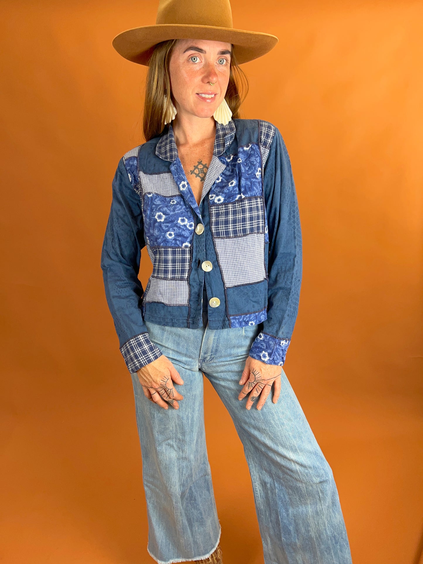 VINTAGE 80's Patchwork Lightweight Jacket 10