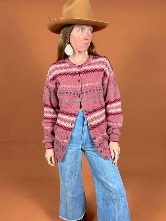 VINTAGE 70's Wool Scandi Cardigan 10