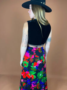 VTG 60's Floral Handmade Maxi Skirt 14