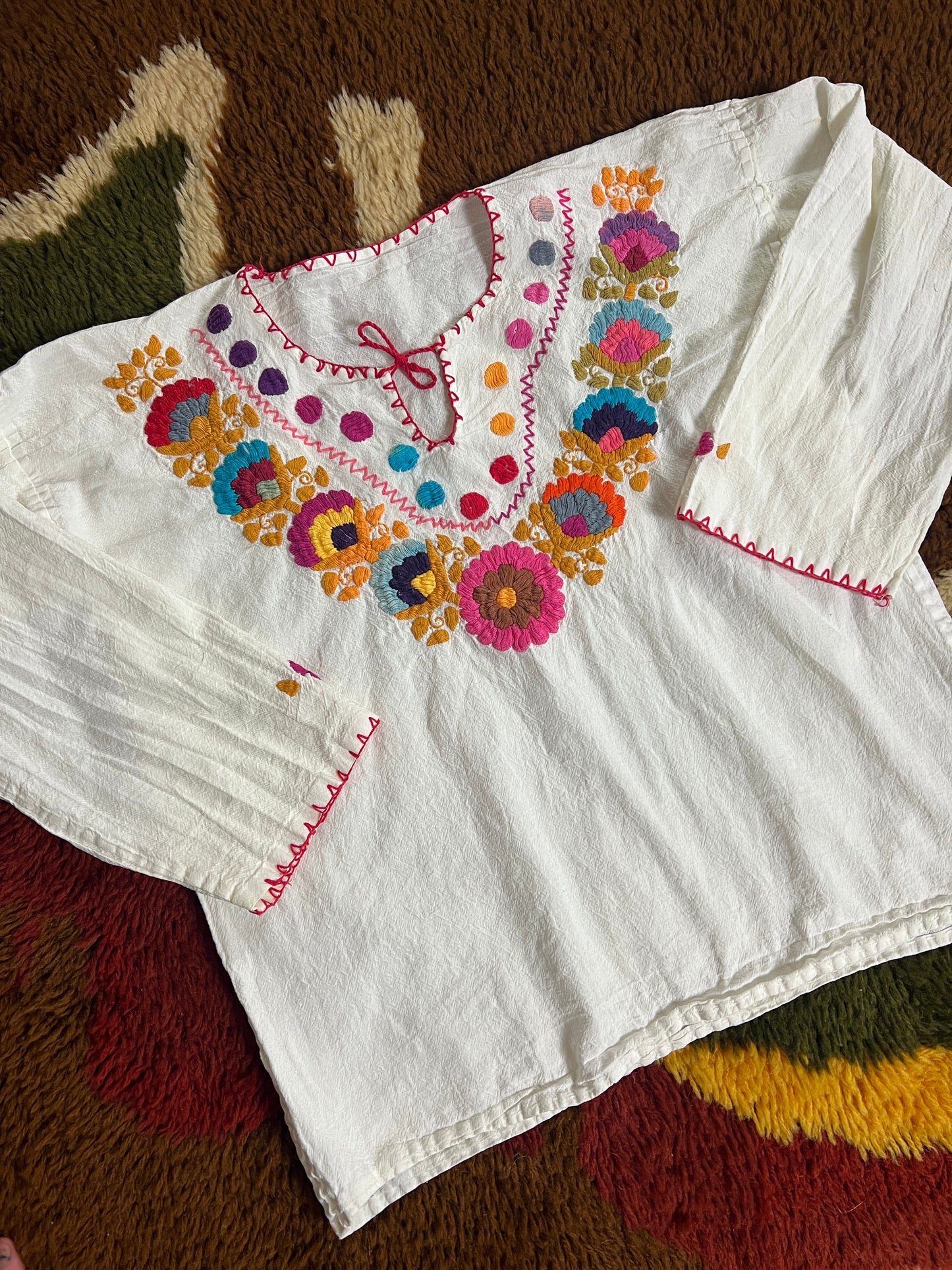 VINTAGE 60's/70's Mexican Cotton Blouse 12-14