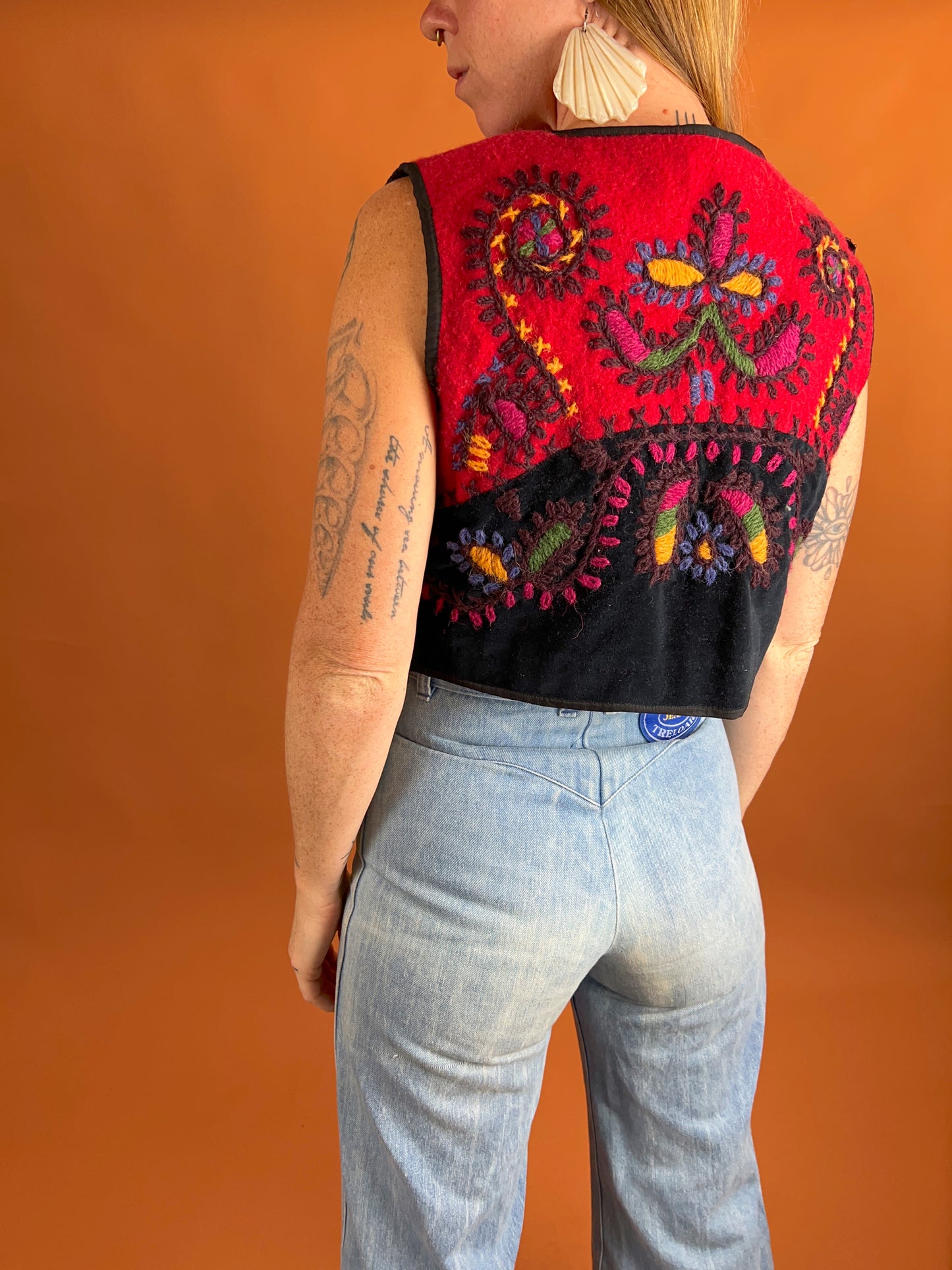 VINTAGE 70's/80's Embroidered Vest 12-14