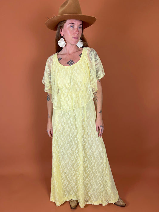 VINTAGE 60's Lace Maxi Dress 6