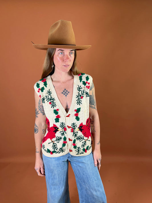 VTG 80's Knit Bird Vest 12-14