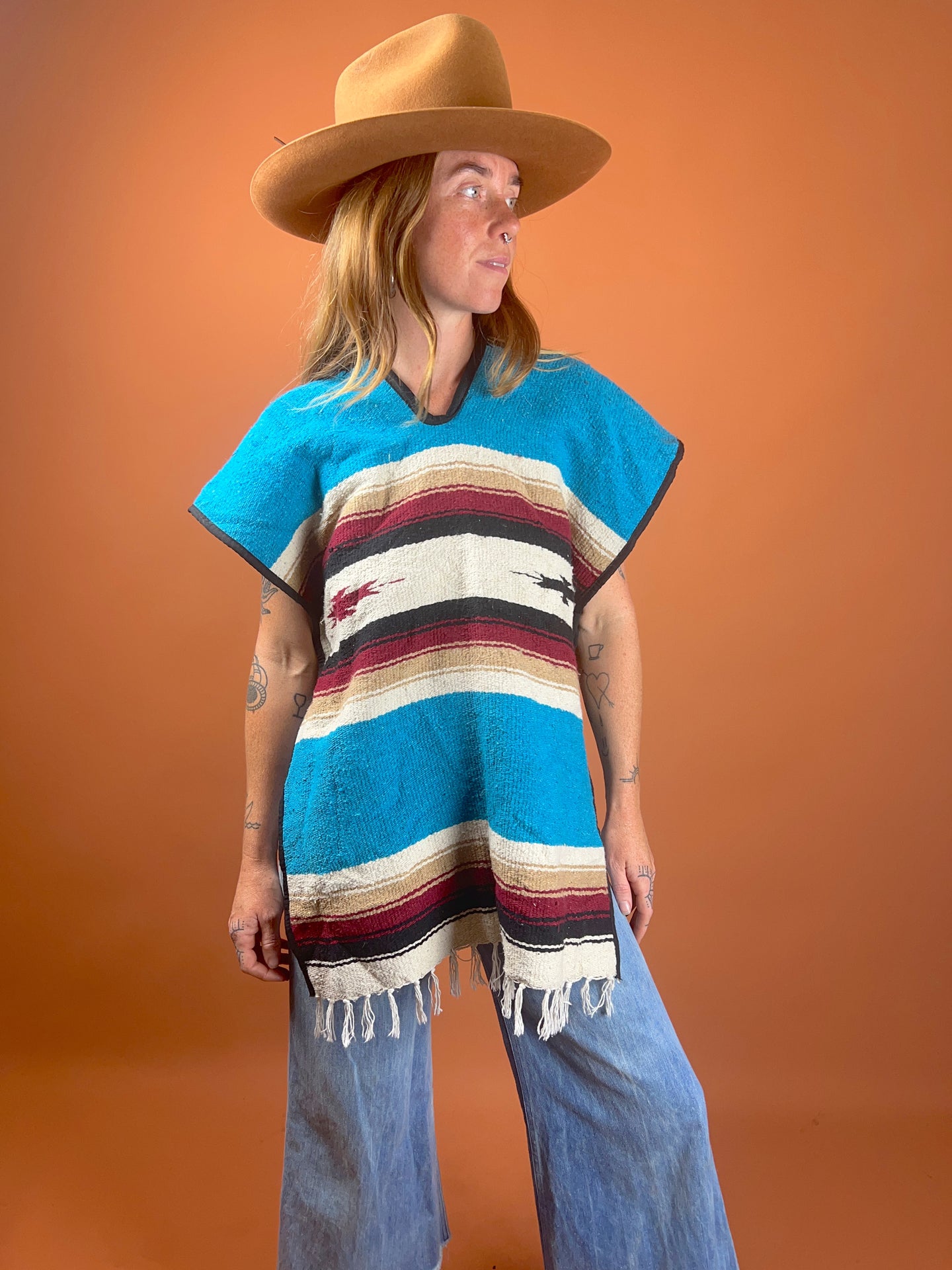 VTG 70's/80's Woven Poncho 12-14