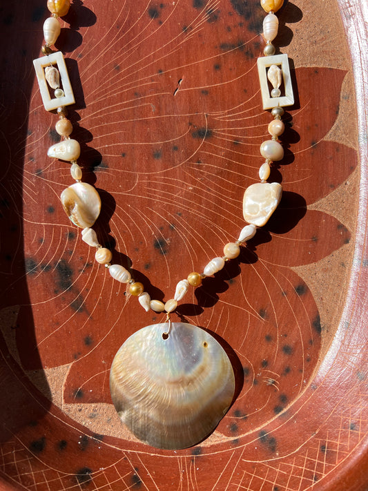 Moon Rae Pearl & Trochus Shell Necklace