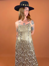 Load image into Gallery viewer, VTG 70&#39;s Golden Lace Maxi Dress 8