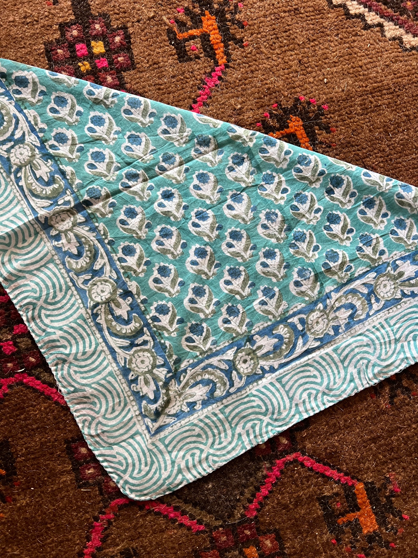 BOOTS ARE MY ROOTS Hand Dyed Green Floral Bandana