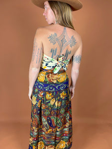 VTG 60's Silk Wool Floral Paisley Maxi Skirt 12