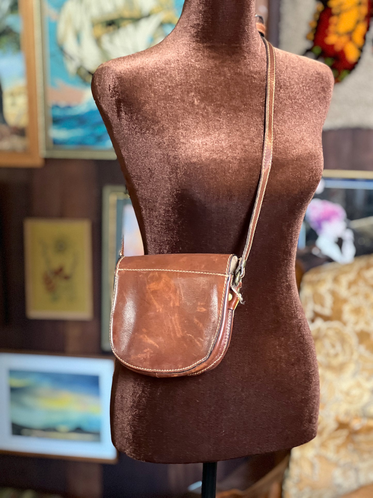 VTG 70’s Leather Two Tone Shoulder Bag