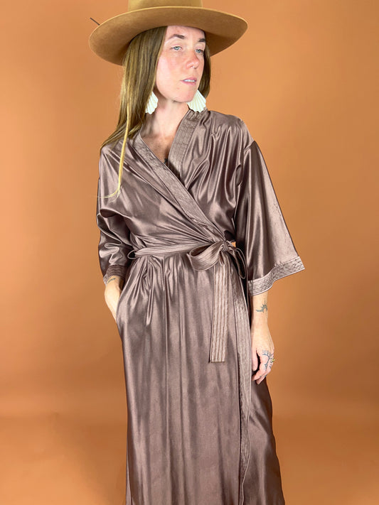 VINTAGE 70's Satin Robe OS