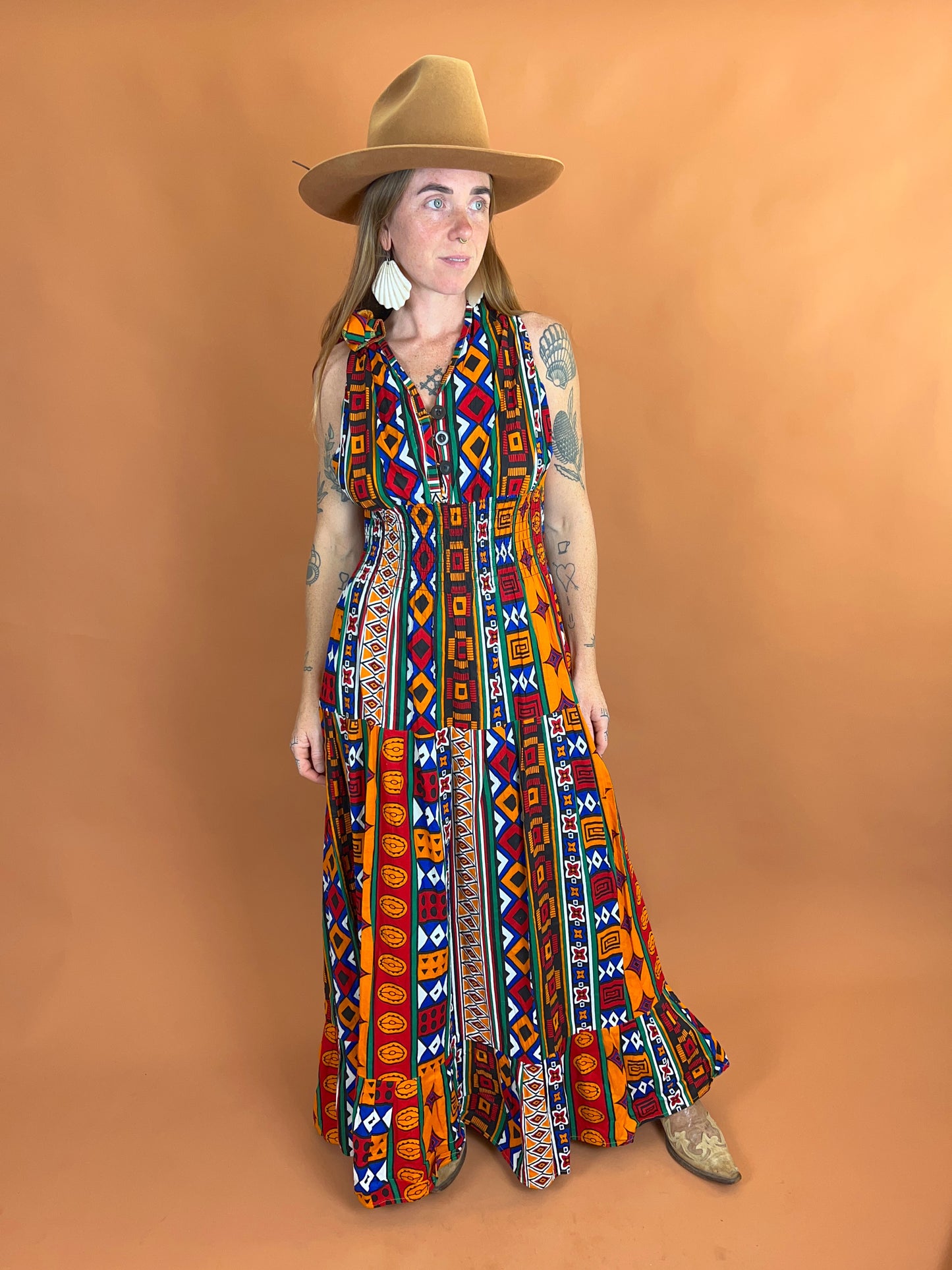 VINTAGE 70’s/80’s Cotton Maxi Dress OS