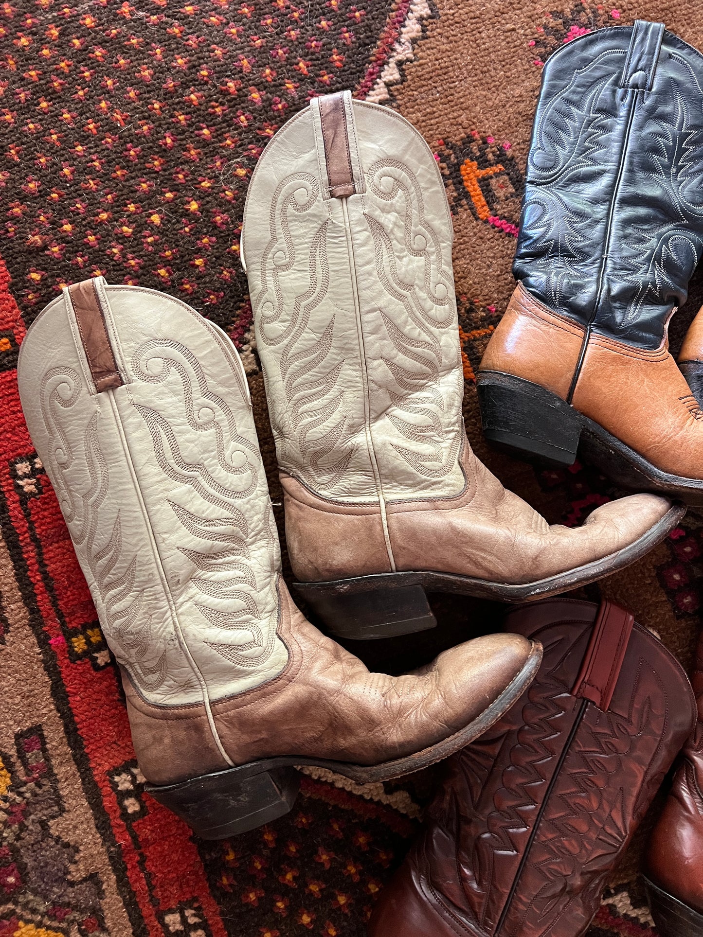 VINTAGE 70's Two Tone Cowboy Boots 9/39.5