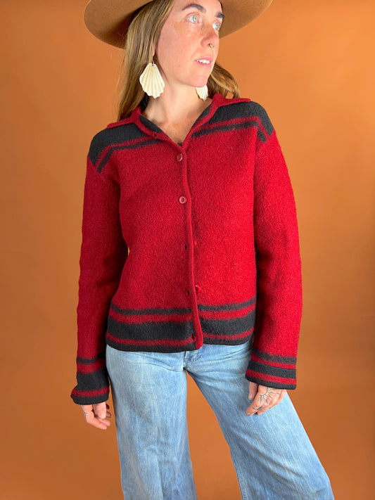 VINTAGE 70’s Wool Cardigan 10-12