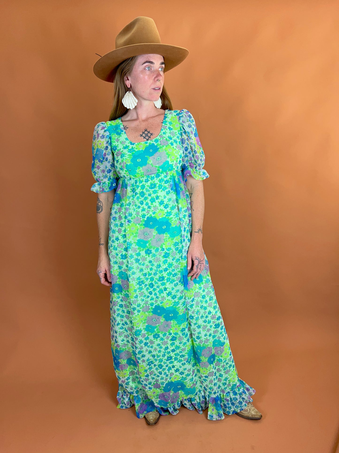 VINTAGE 60’s Floral Maxi Dress 8