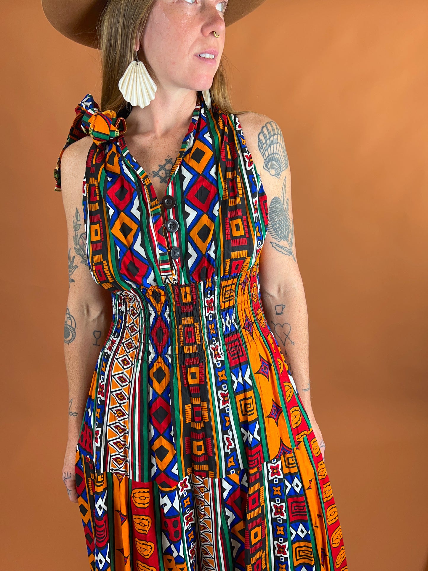 VINTAGE 70’s/80’s Cotton Maxi Dress OS