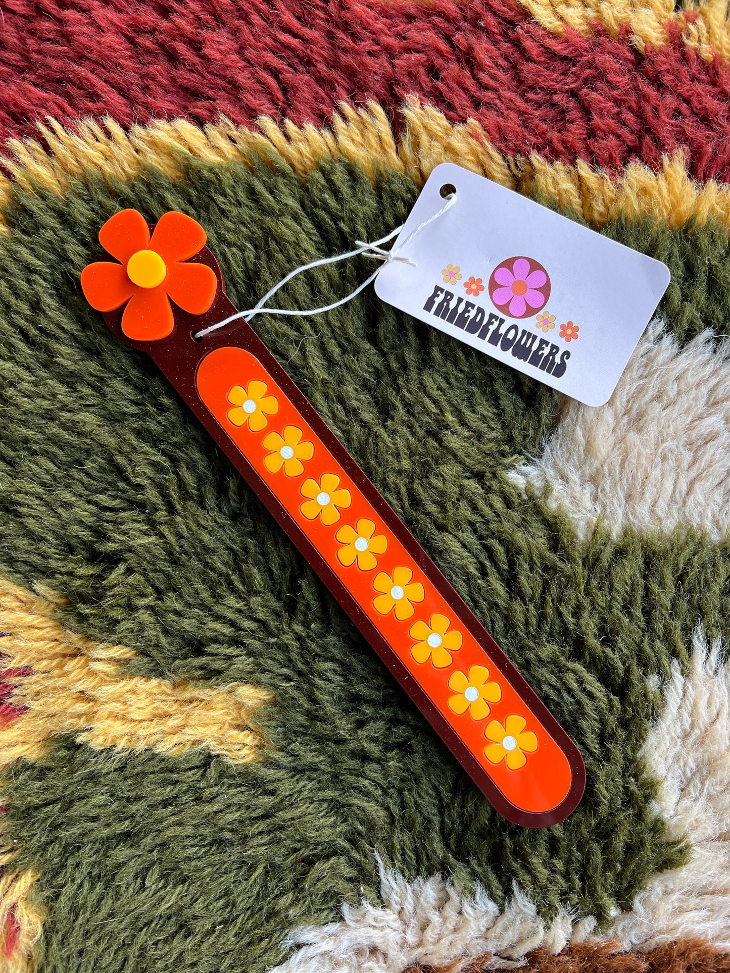 FRIED FLOWERS 1970s Lasercut Retro Groovy Flower Incense holder: Brown