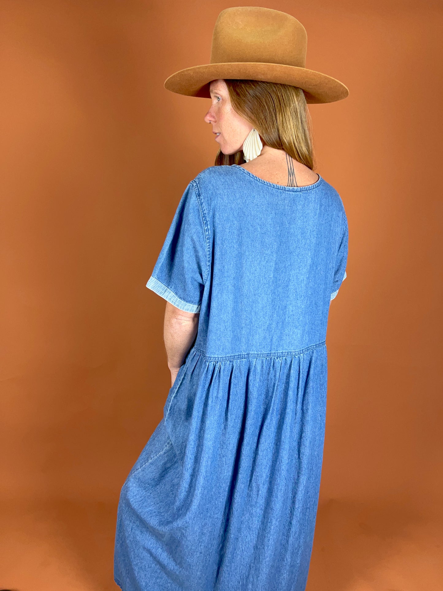 VINTAGE 90's Denim Maxi Dress 14-16